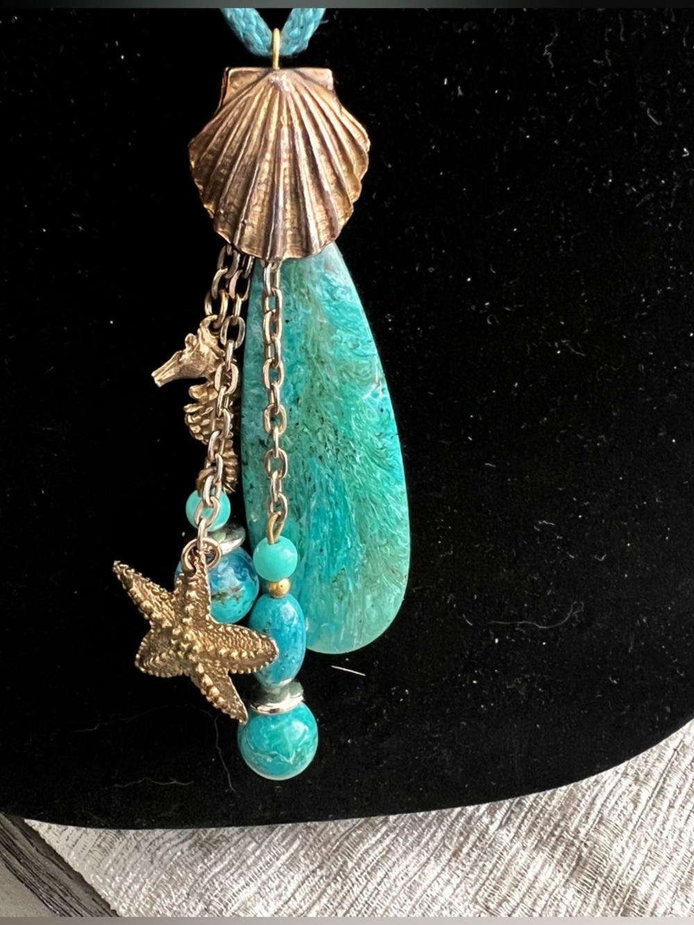 🏝️ Vintage Long Turquoise Beads Beach Ocean Theme Necklace